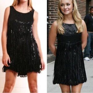 Alice + Olivia Sequin Bubble Hem Cocktail Dress - Size XS - Black